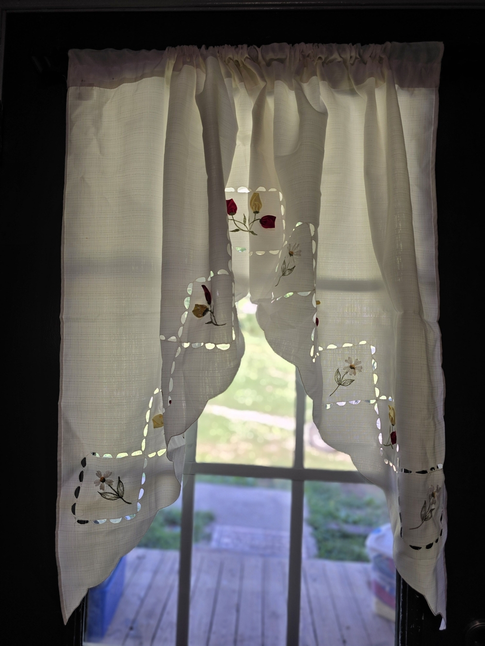 Kitchen Curtain Panels with Floral Accents